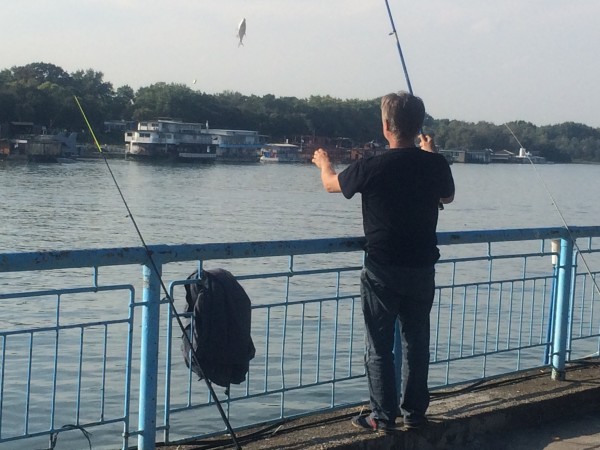 I never figured if these Belgrade, Serbia anglers were fishing the famous "blue" Danube or the converging Sava River that also flows through the capital city. 