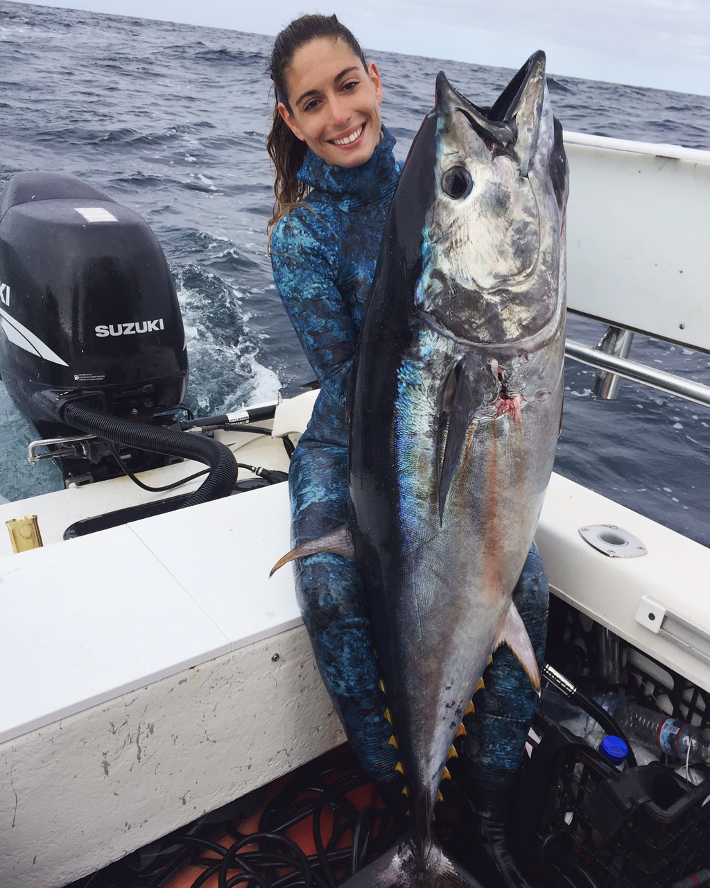 Valentine Thomas with a Southern California bluefin tuna. (VALENTINE THIOMAS) 